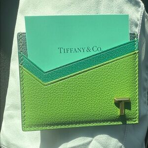 Tiffany & Co. Vibrant Green Card Holder with Gold Accent